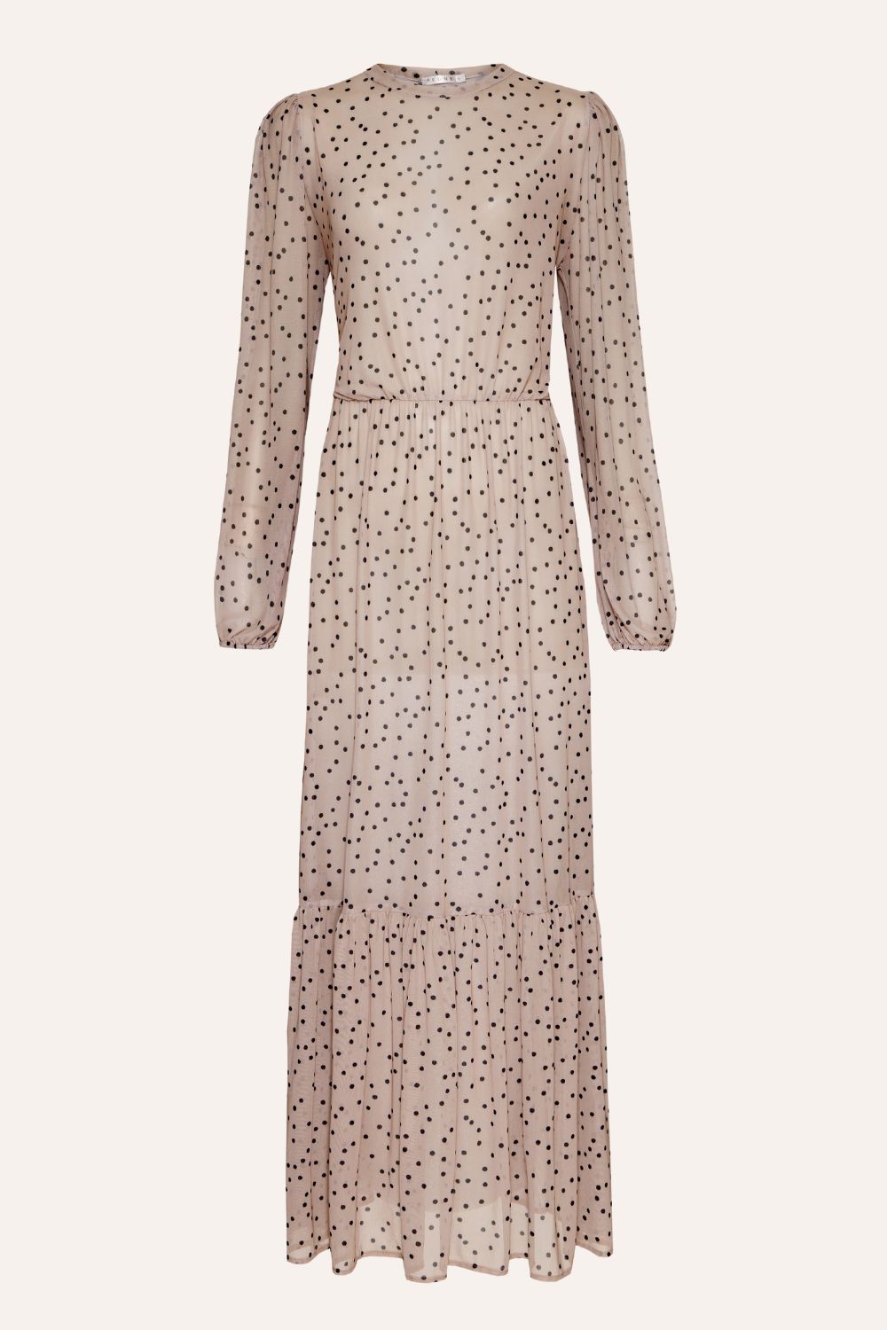 Vestido de Tule Mini Poá Bege