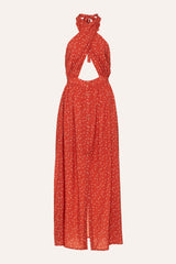 Vestido Midi Decote Transpassado Mini Poá Vermelho