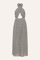 Vestido Midi Decote Transpassado Listrado Preto Mushroom