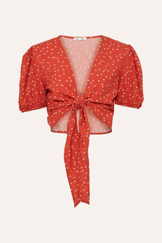 Blusa Cache Coeur Mini Poá Vermelha