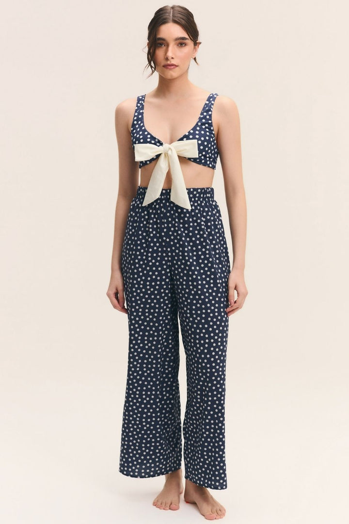 Calça Wide-Leg Poá Marinho