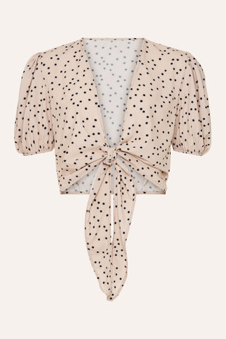 Blusa Cache Coeur Mini Poá Bege
