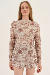 Blusa Tule Toile de Jouy