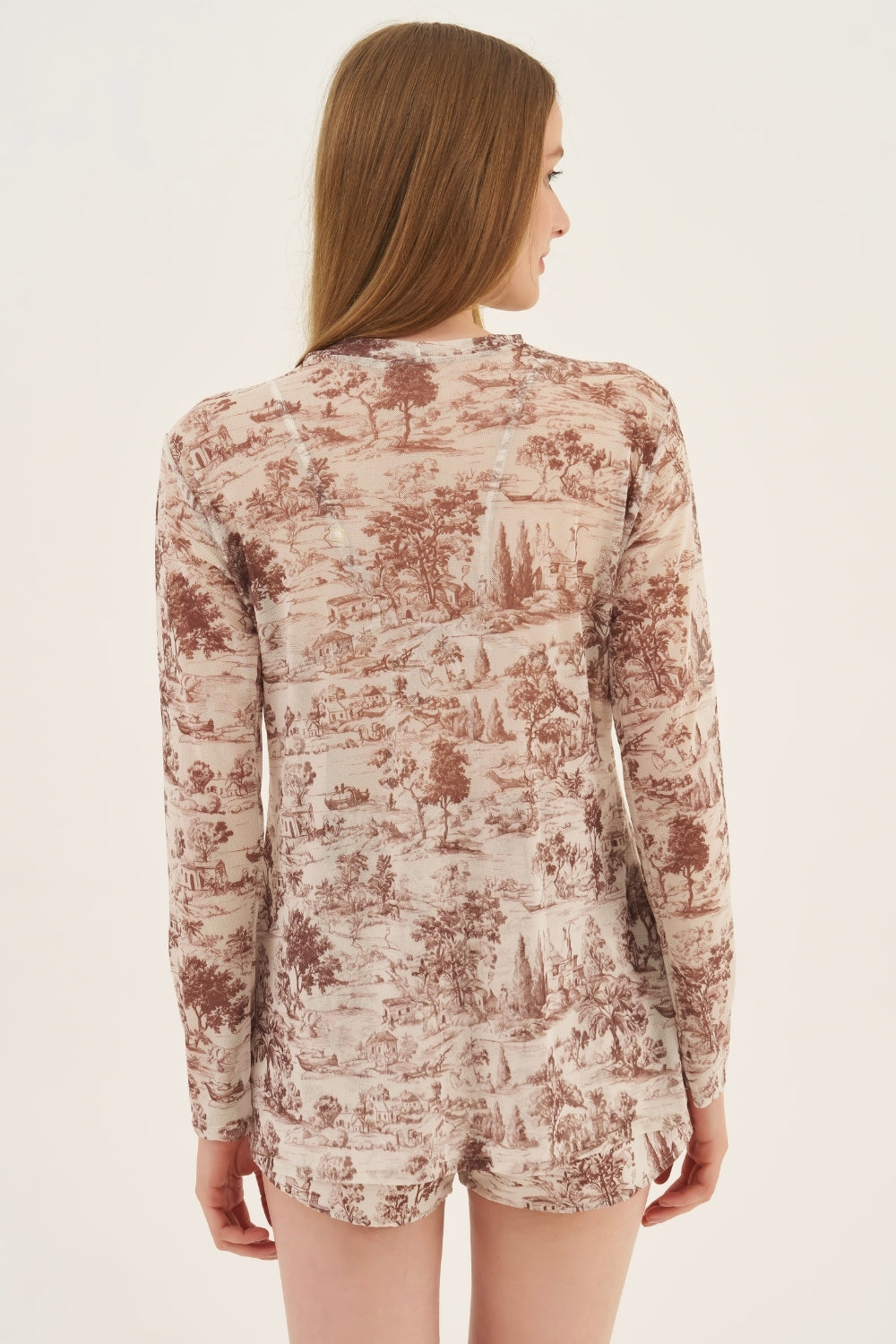 Blusa Tule Toile de Jouy