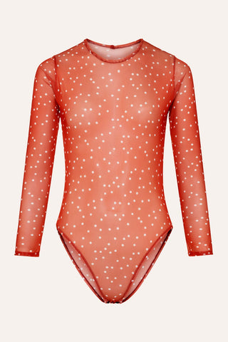 Body de Tule Mini Poá Vermelho