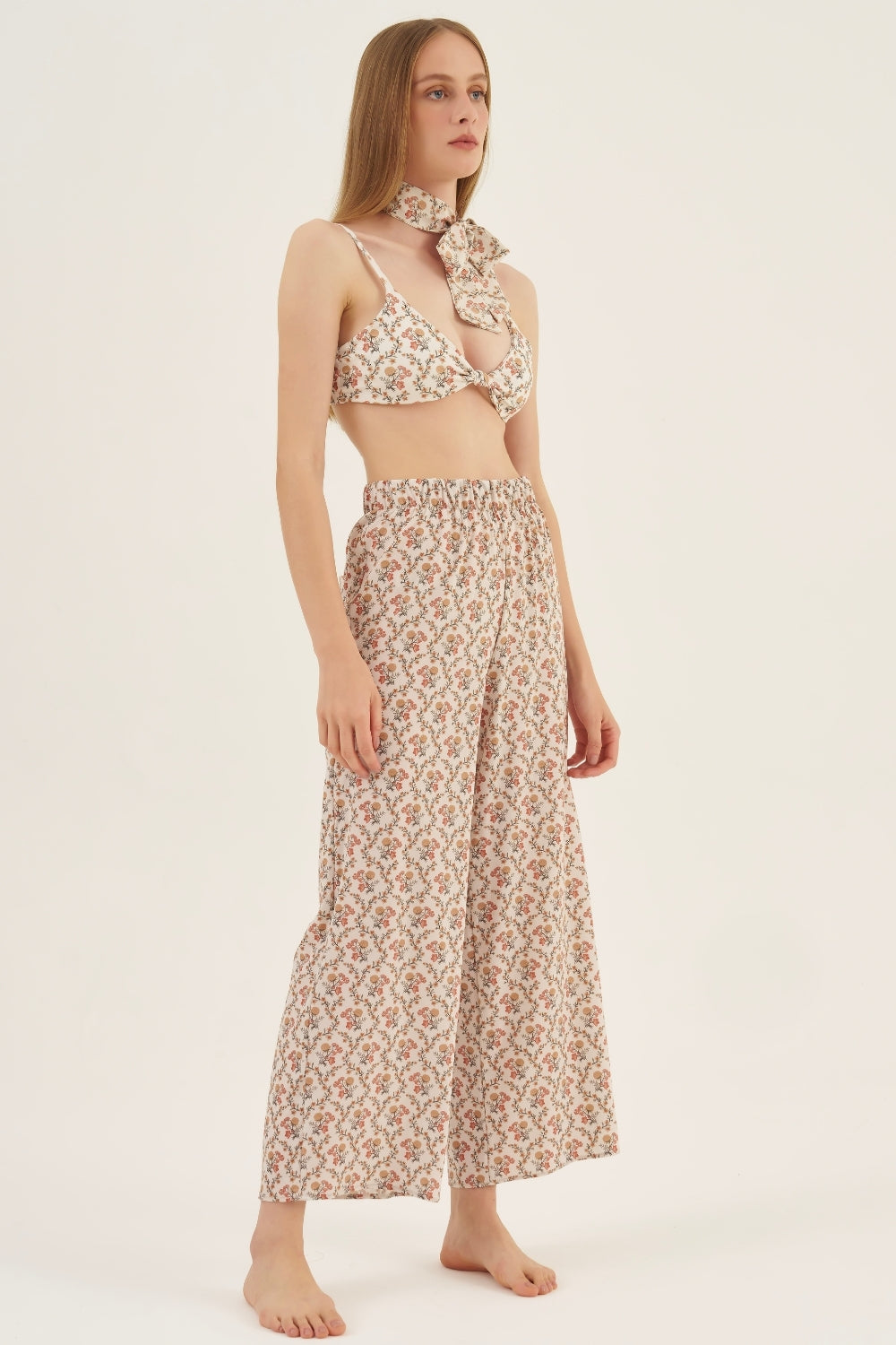 Calça Wide-Leg Floral Dália