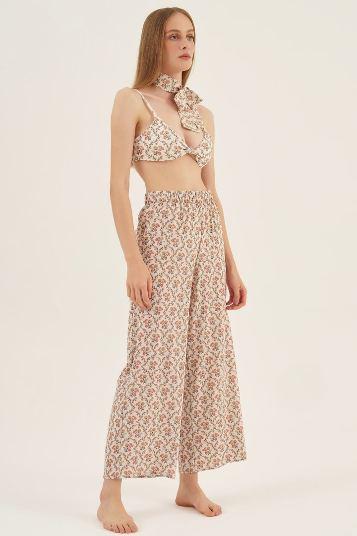 Calça Wide-Leg Floral Dália