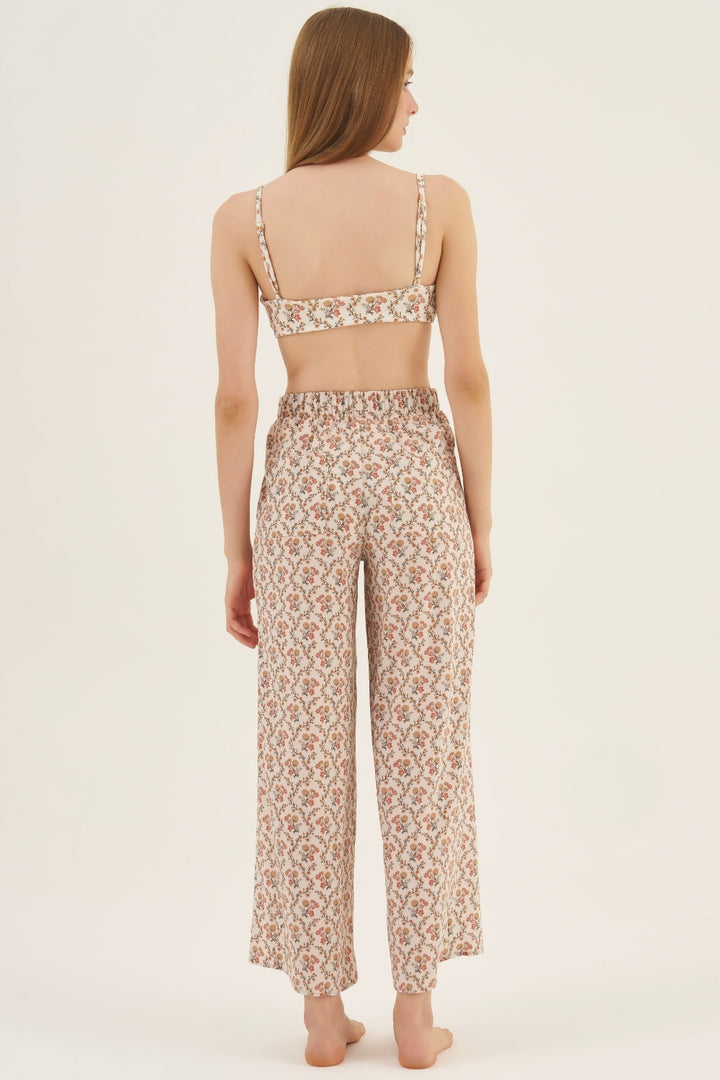 Calça Wide-Leg Floral Dália