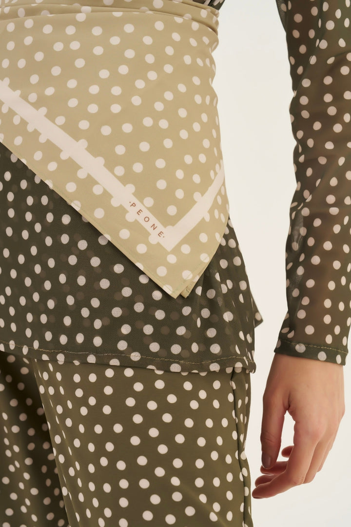 Lenço Petit Carré Poá Sage