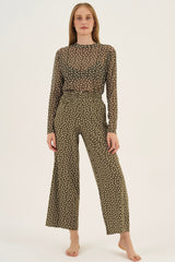 Calça Wide-Leg Poá Leaf