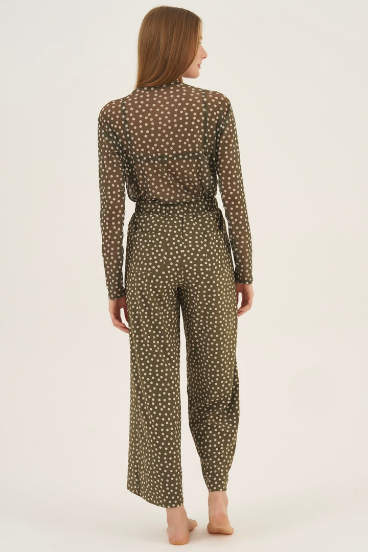 Calça Wide-Leg Poá Leaf