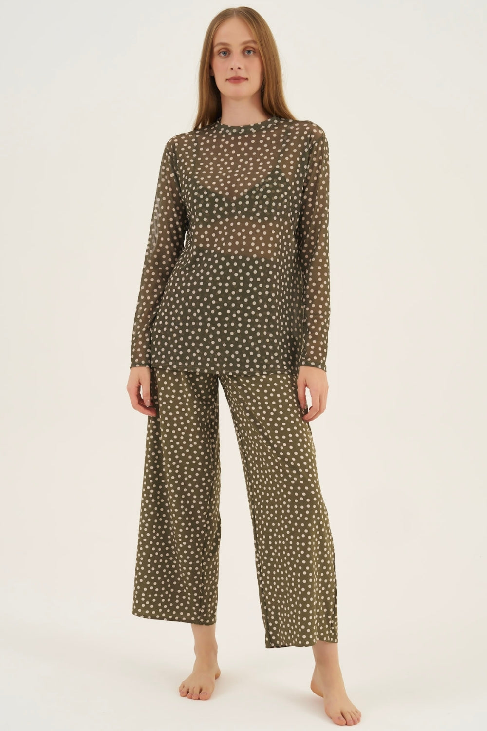 Calça Wide-Leg Poá Leaf