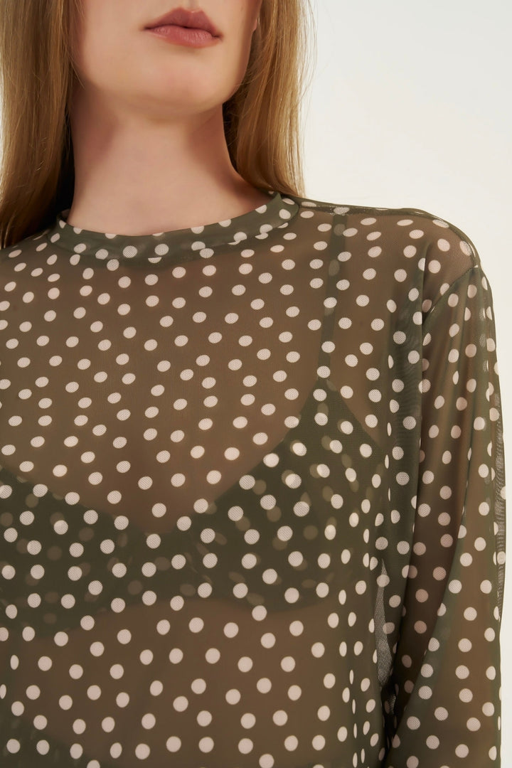 Blusa Tule Poá Leaf