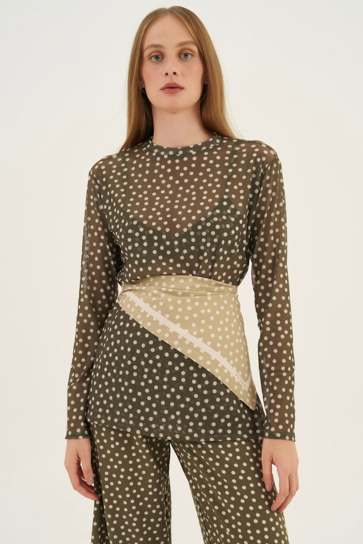 Blusa Tule Poá Leaf