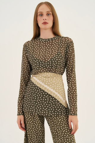 Blusa Tule Poá Leaf