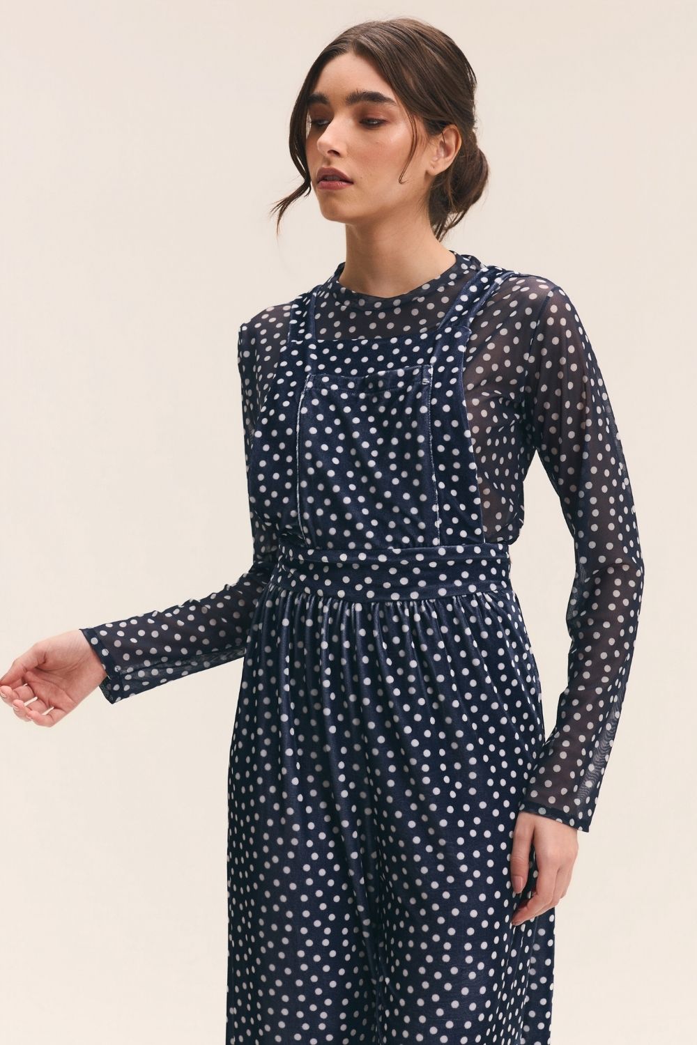 Blusa Tule Poá Marinho