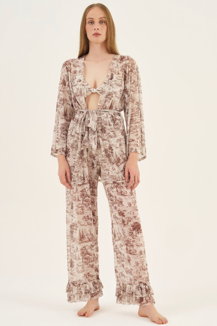 Kimono Tule Toile de Jouy