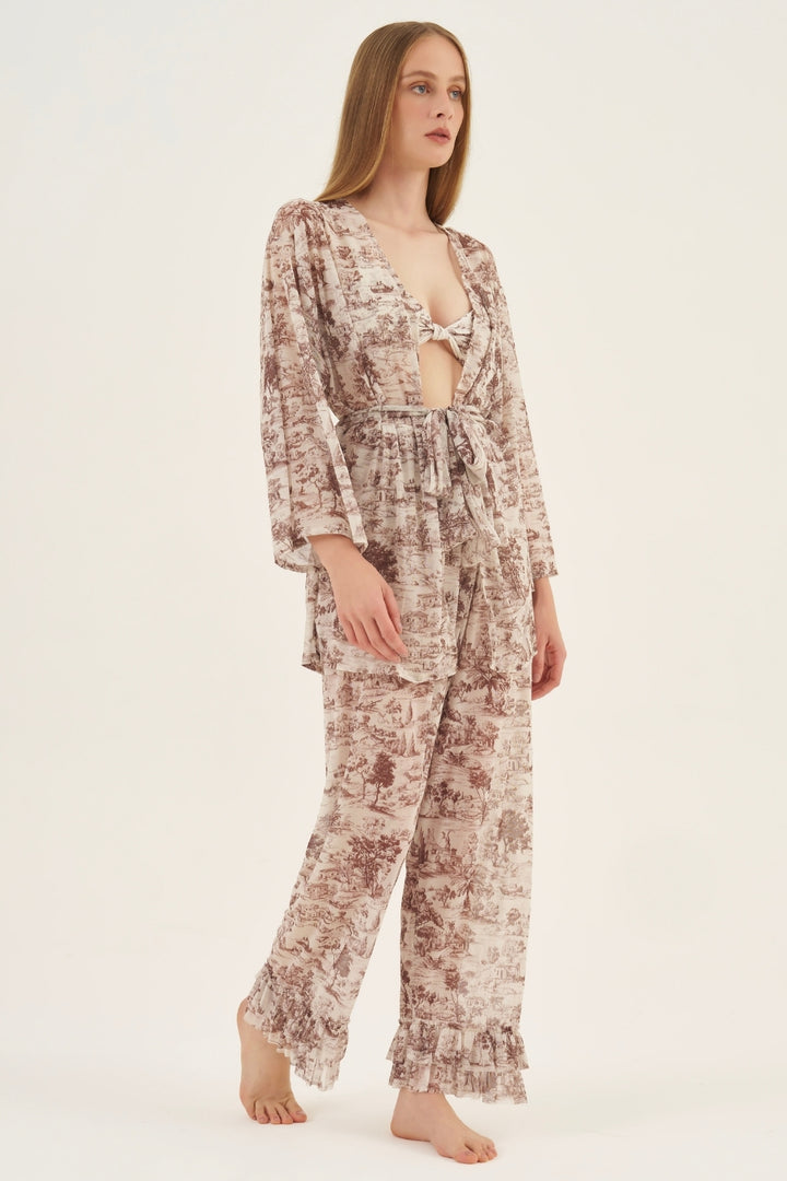 Kimono Tule Toile de Jouy