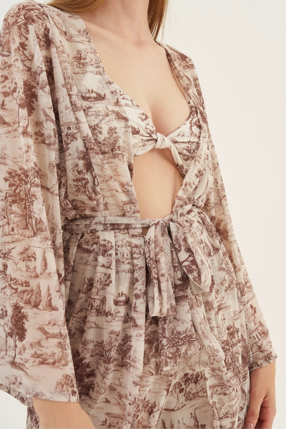 Kimono Tule Toile de Jouy