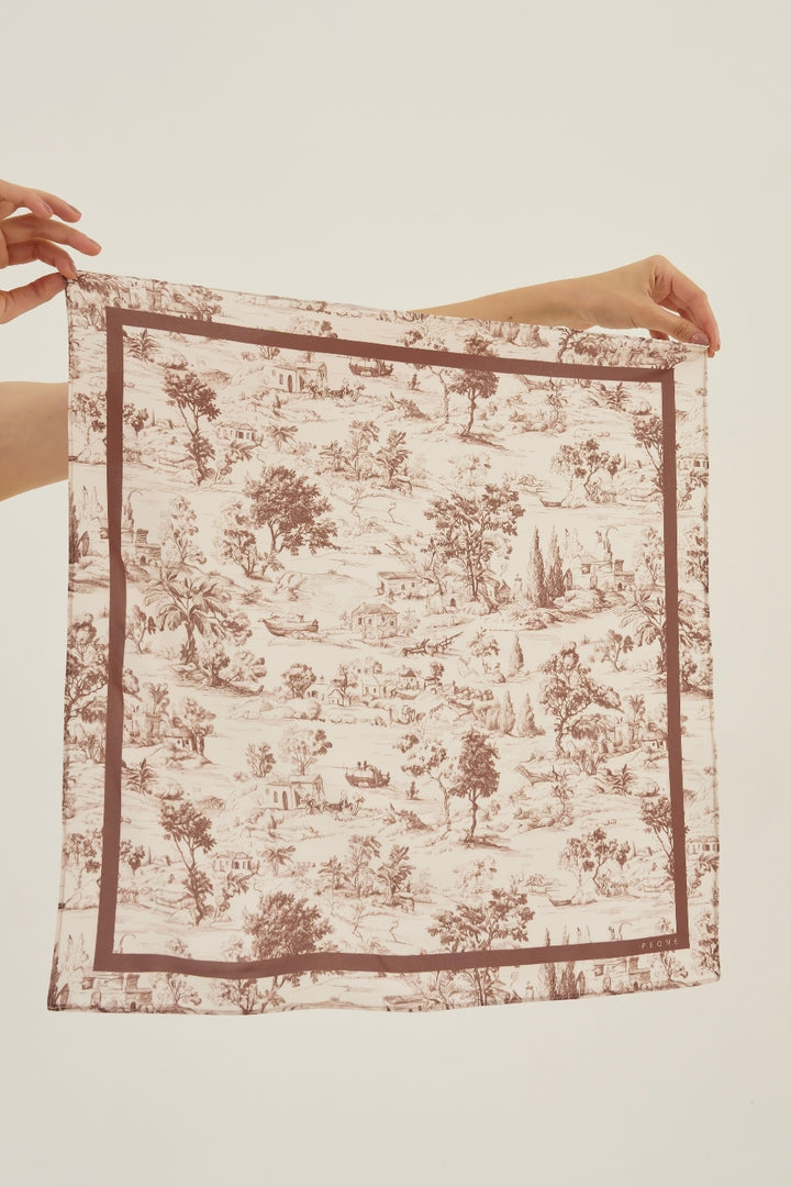 Lenço Petit Carré Toile de Jouy