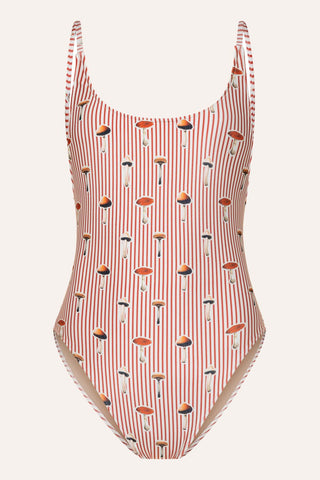 Maiô Basic Listrado Vermelho Mushroom