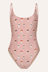 Maiô Basic Listrado Vermelho Mushroom