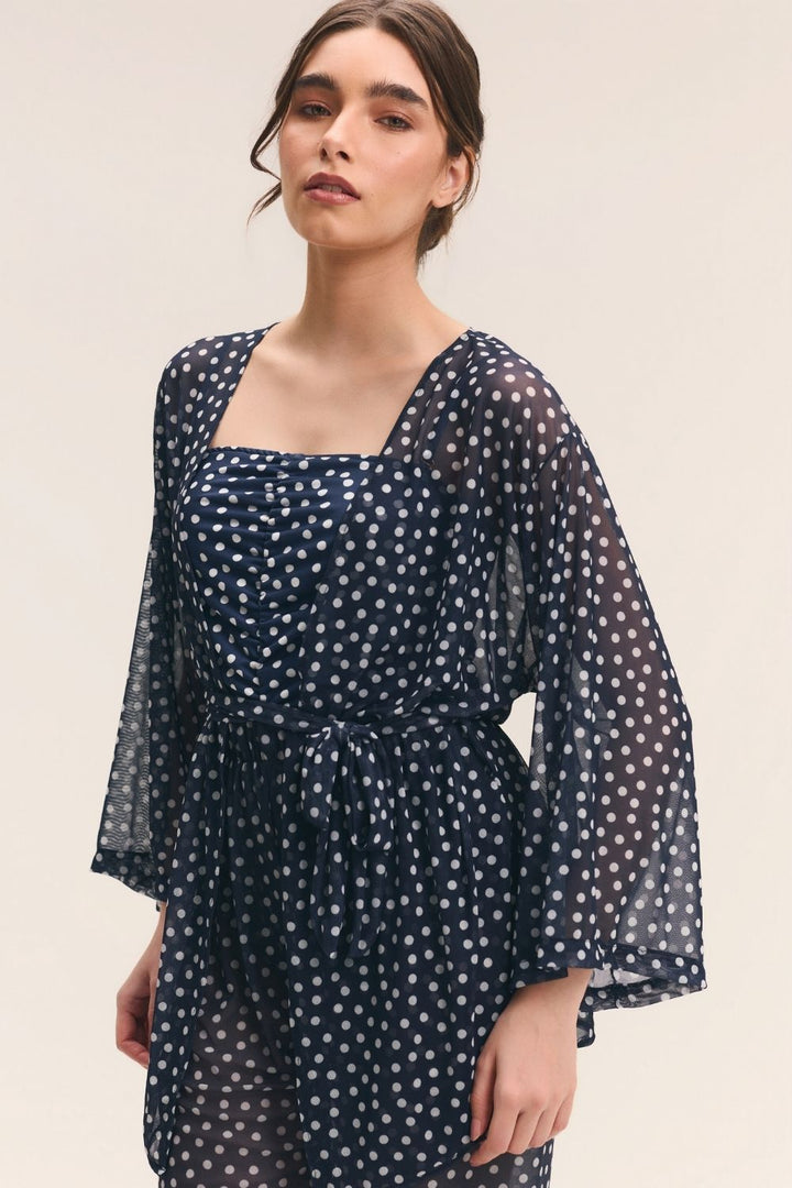 Kimono Tule Poá Marinho