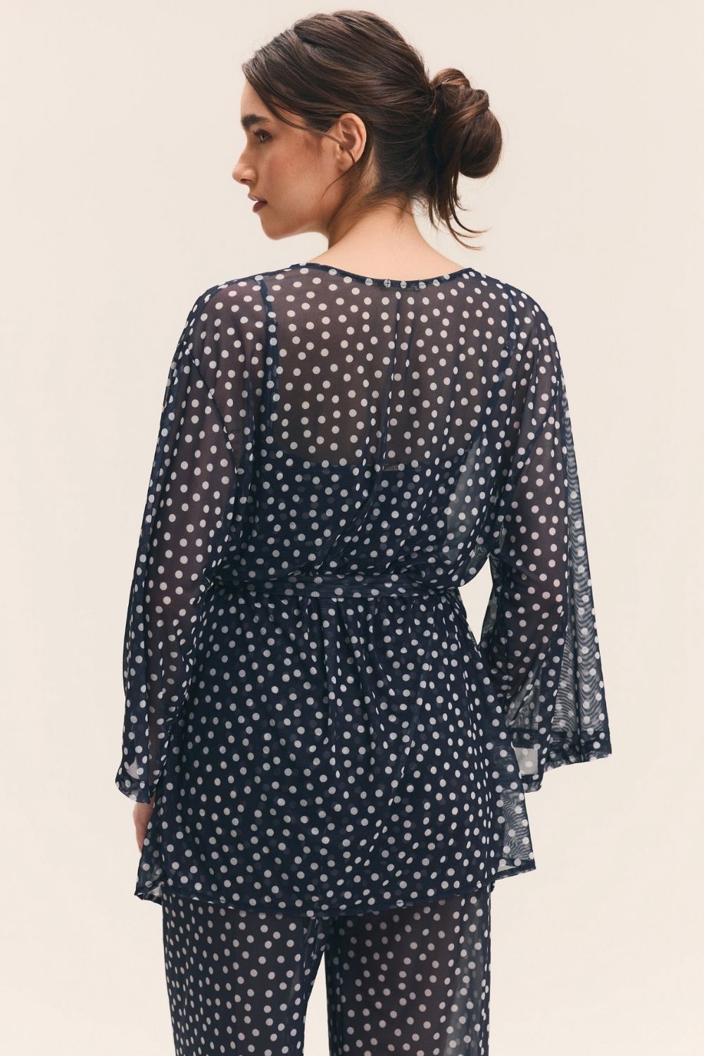Kimono Tule Poá Marinho