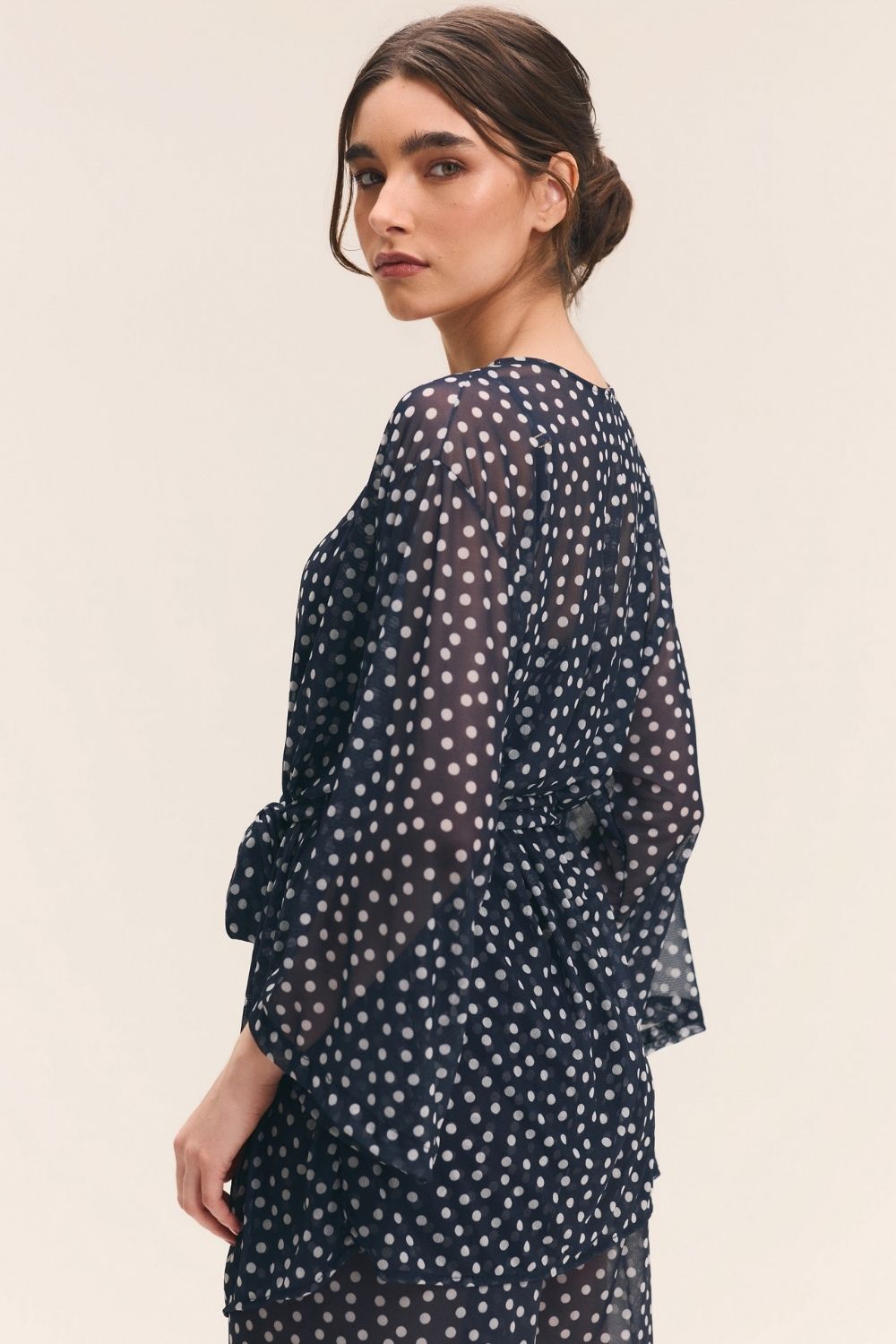 Kimono Tule Poá Marinho