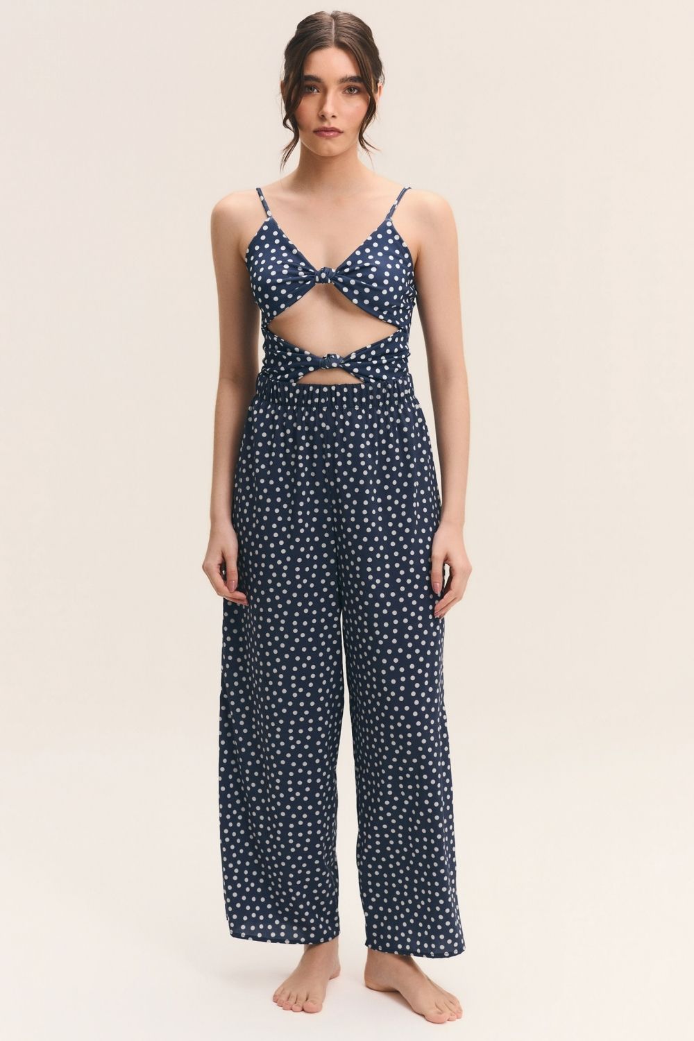 Calça Wide-Leg Poá Marinho