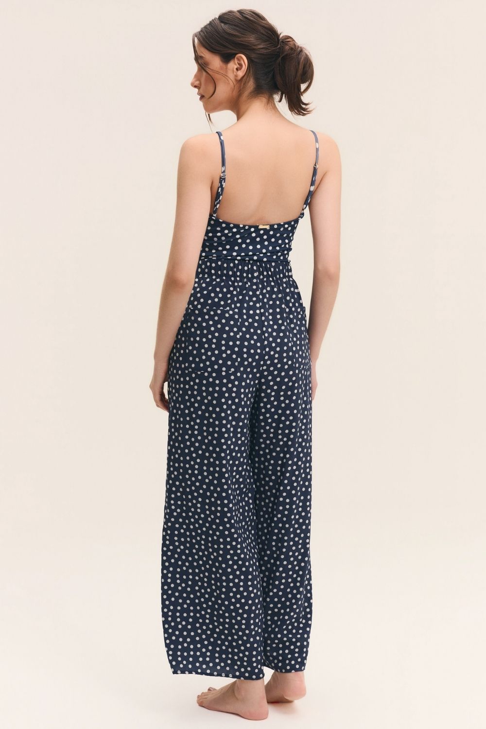 Calça Wide-Leg Poá Marinho
