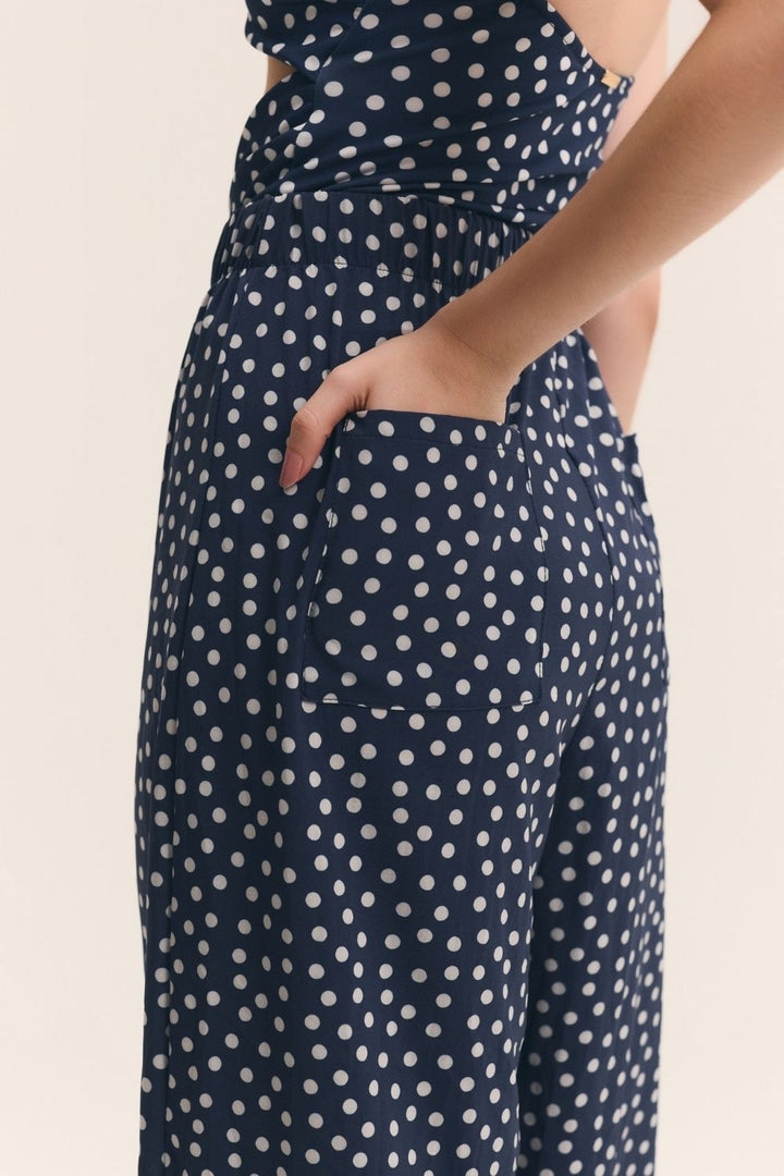 Calça Wide-Leg Poá Marinho