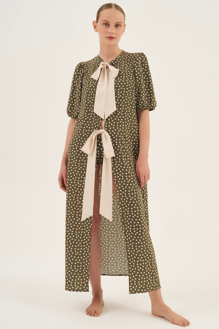 Robe Midi Bicolor Poá Leaf