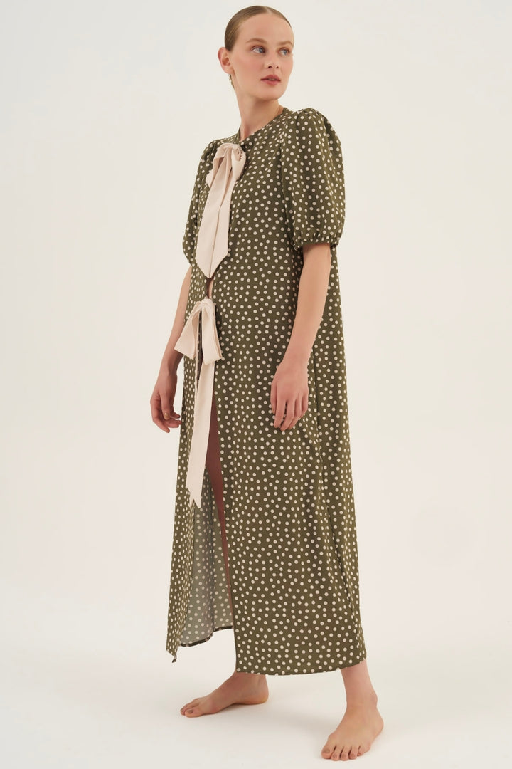 Robe Midi Bicolor Poá Leaf