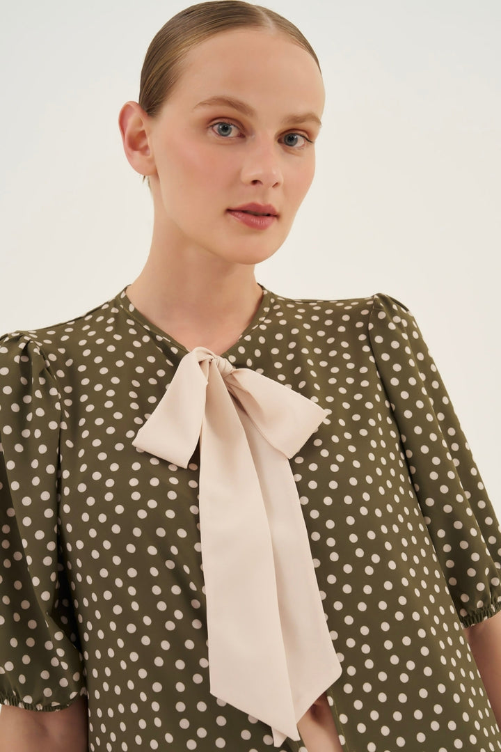 Robe Midi Bicolor Poá Leaf