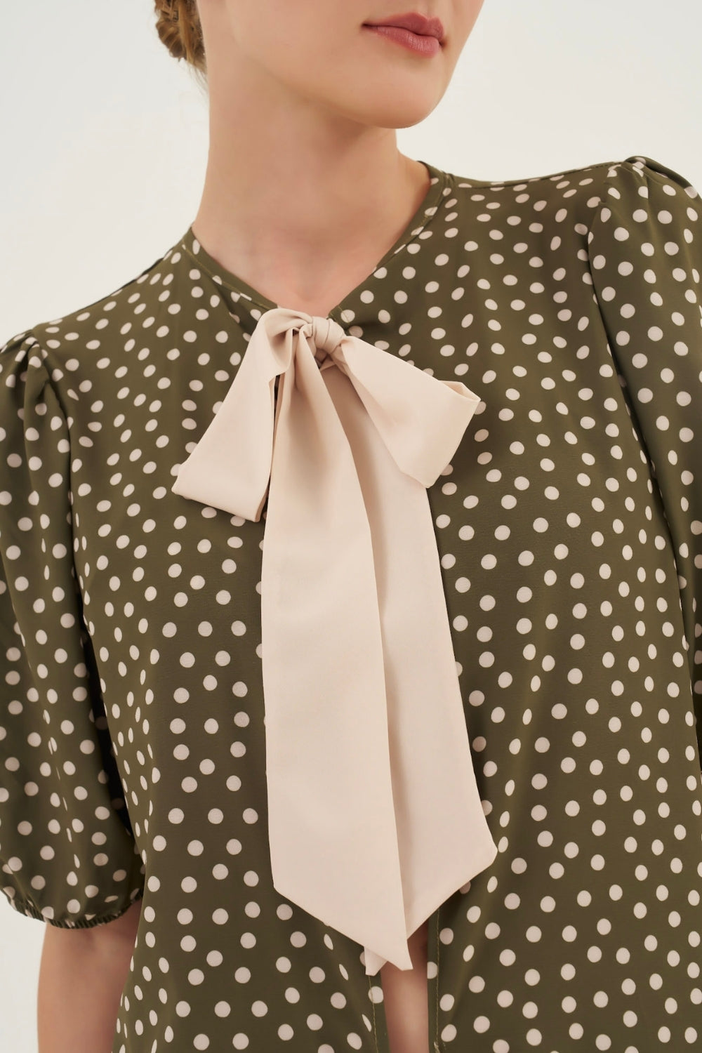 Robe Midi Bicolor Poá Leaf