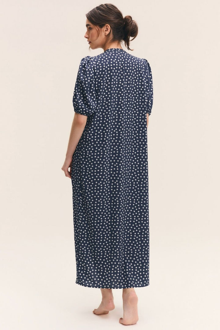 Robe Midi Bicolor Poá Marinho