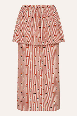 Saia Babado Listrada Vermelha Mushroom