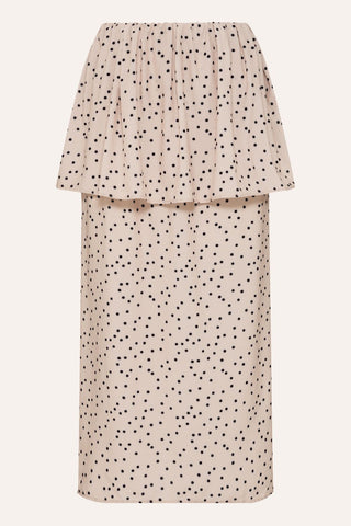 Saia Babado Mini Poá Bege