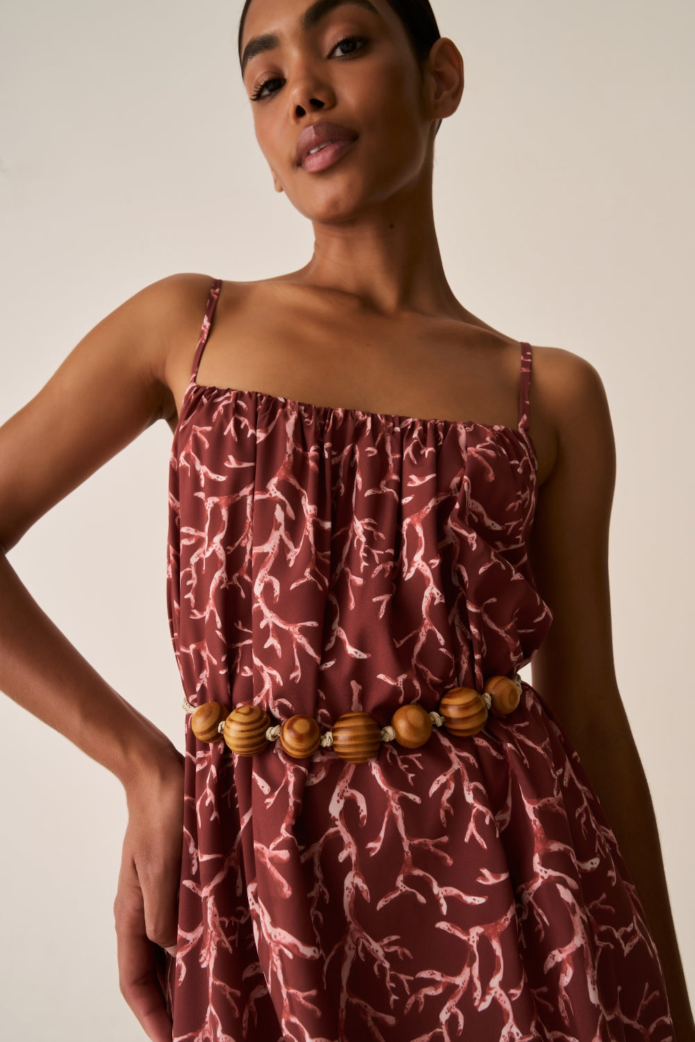 Vestido Franzido Coral Reef