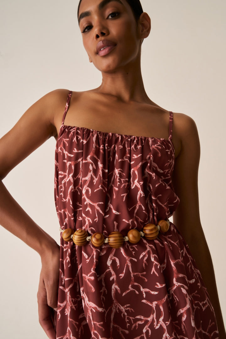 Vestido Franzido Coral Reef
