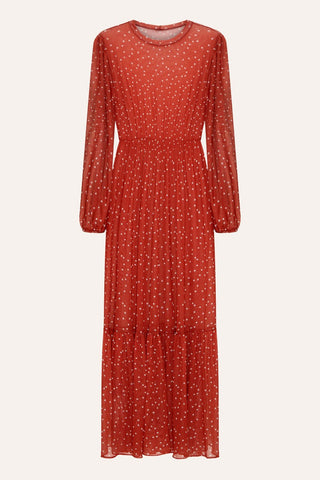 Vestido de Tule Mini Poá Vermelho