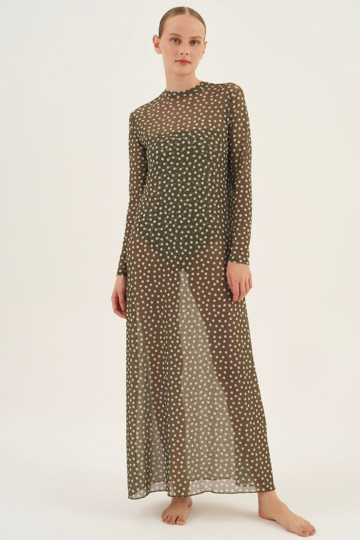 Vestido Midi Tule Poá Leaf