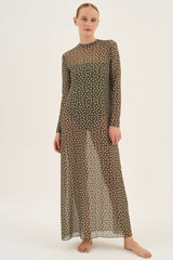 Vestido Midi Tule Poá Leaf