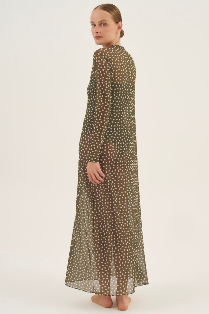 Vestido Midi Tule Poá Leaf