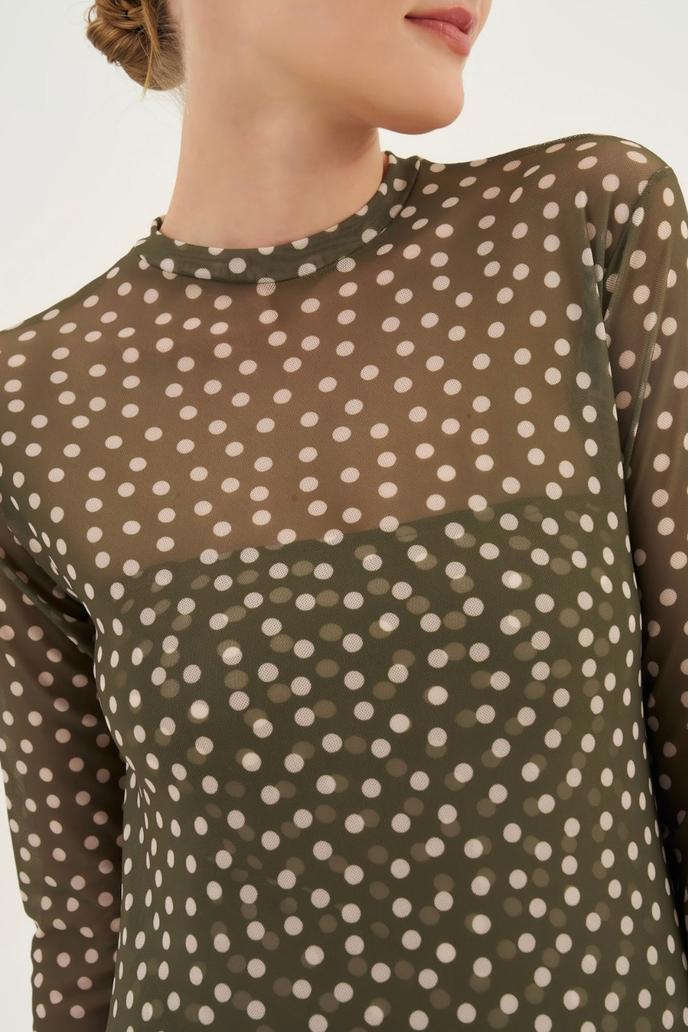 Vestido Midi Tule Poá Leaf