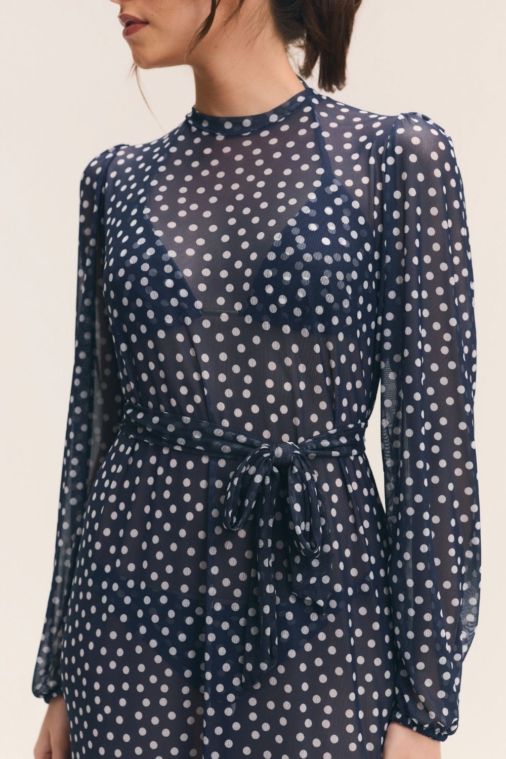 Vestido Tule Poá Marinho