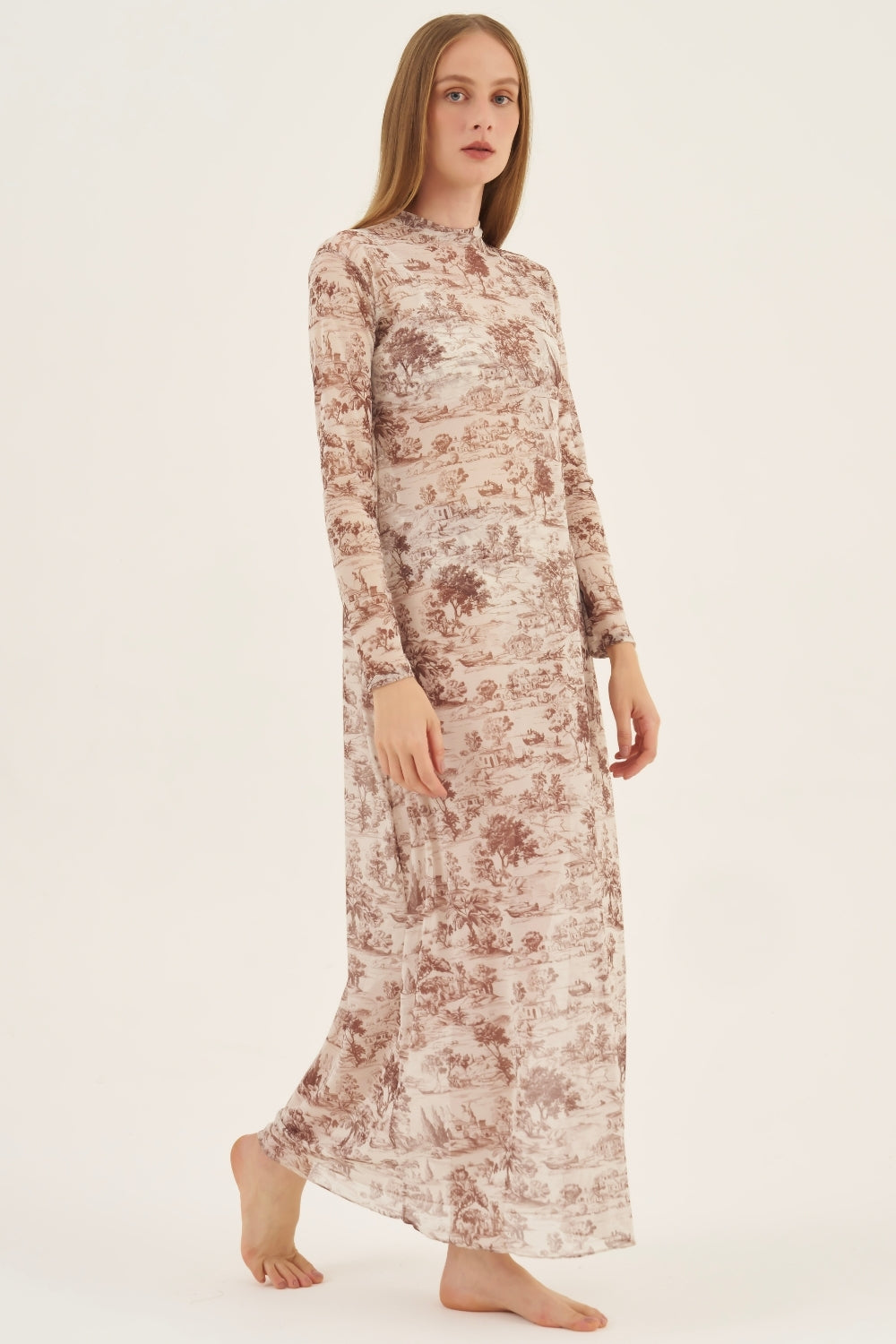 Vestido Midi Tule Toile de Jouy