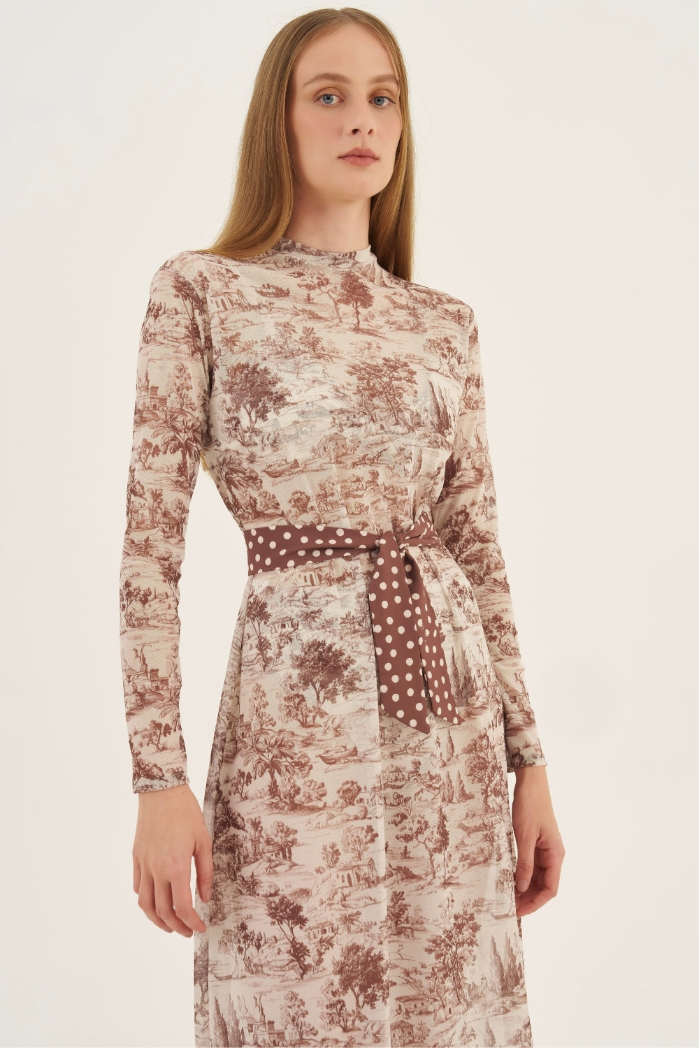 Vestido Midi Tule Toile de Jouy